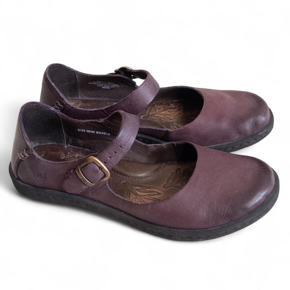 Born Purple Leather Mary Jane Shoes Women’s Size 8 / 39 Comfort Flats